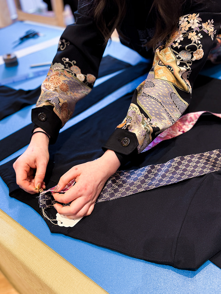 L’initial monogram print fabric at the Cote Mer workshop in Tokyo, Japan  - CHARLES & KEITH
