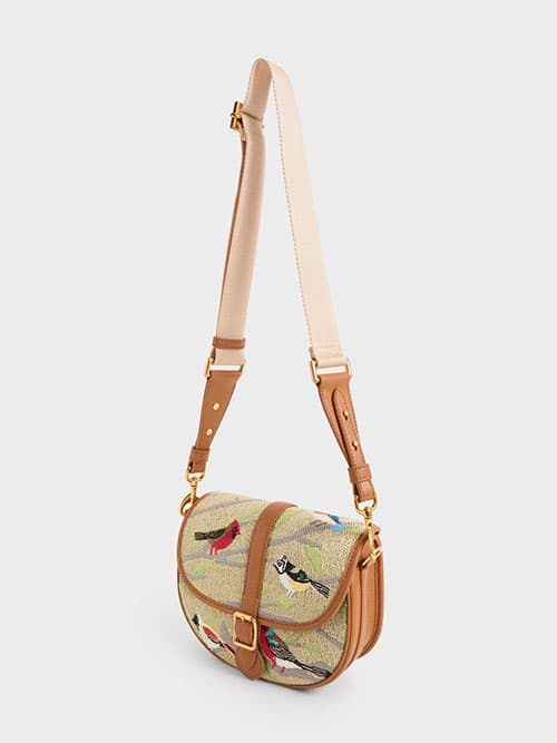 Flora Jacquard & Nylon Crossbody Bag