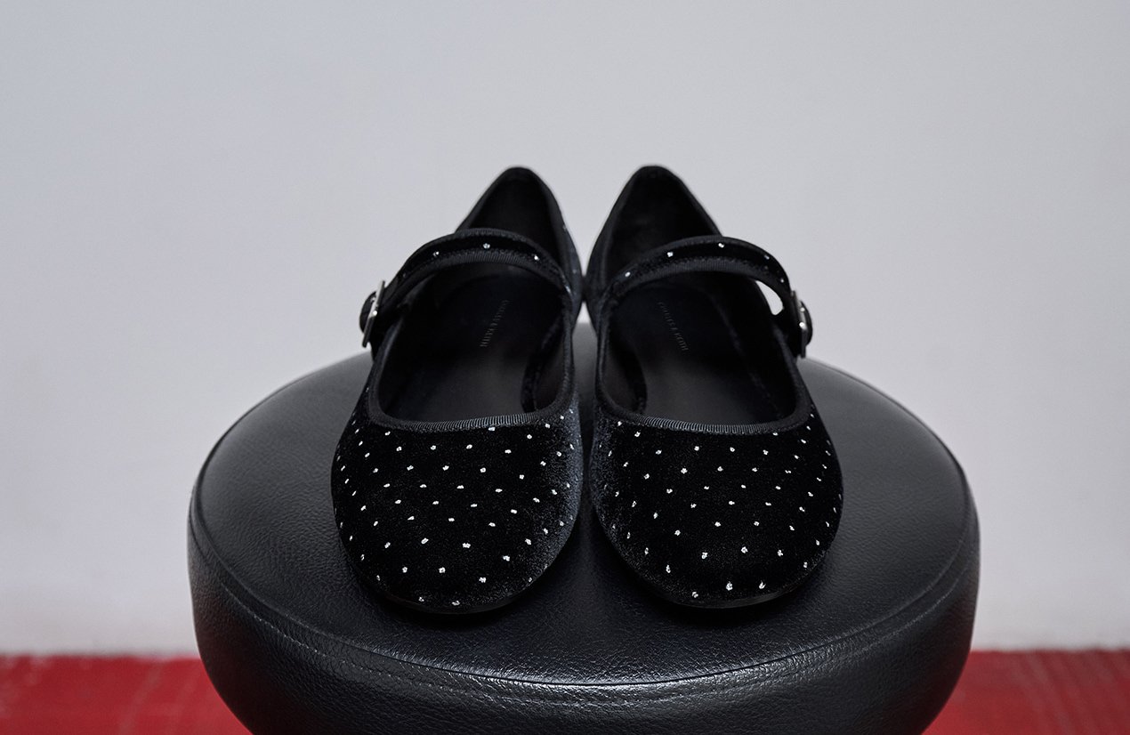Women’s velvet buckled Mary Jane flats  - CHARLES & KEITH