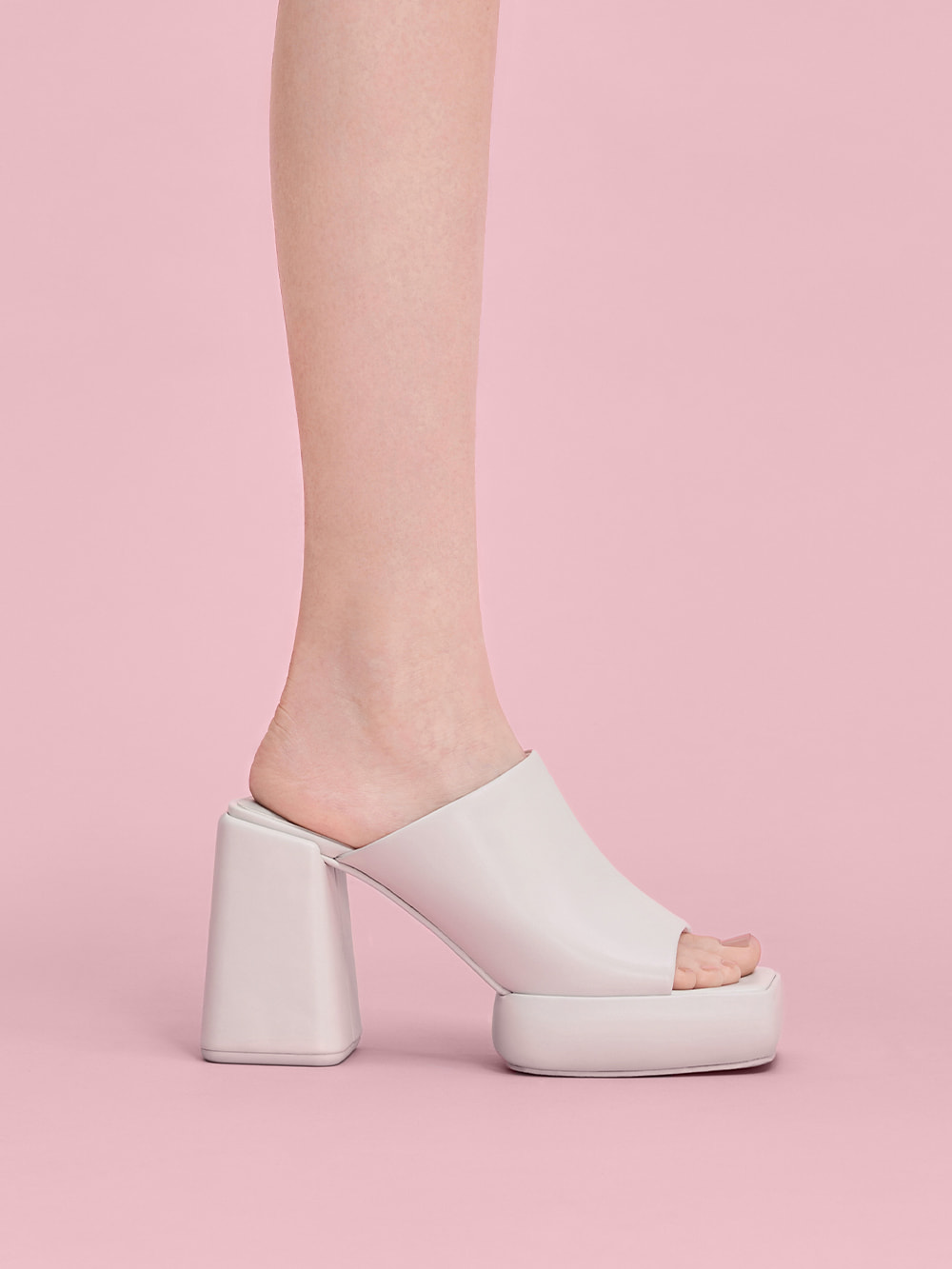 Women’s White Lucile Block-Heel Platform Mules - CHARLES & KEITH