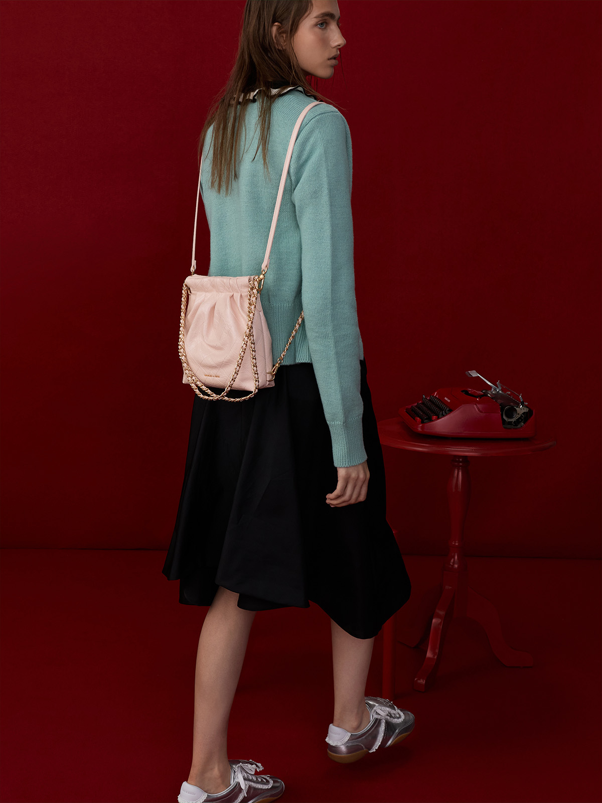 Soft Pink Duo Chain-Handle Two-Way Backpack - CHARLES & KEITH