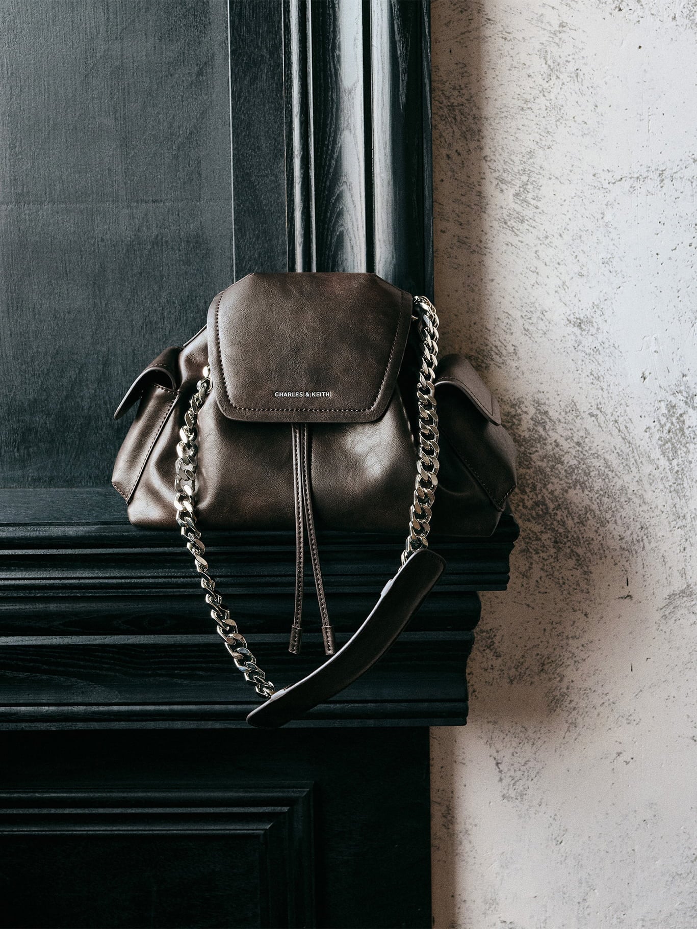 Dark Brown Noane Side-Pocket Bucket Bag - CHARLES & KEITH