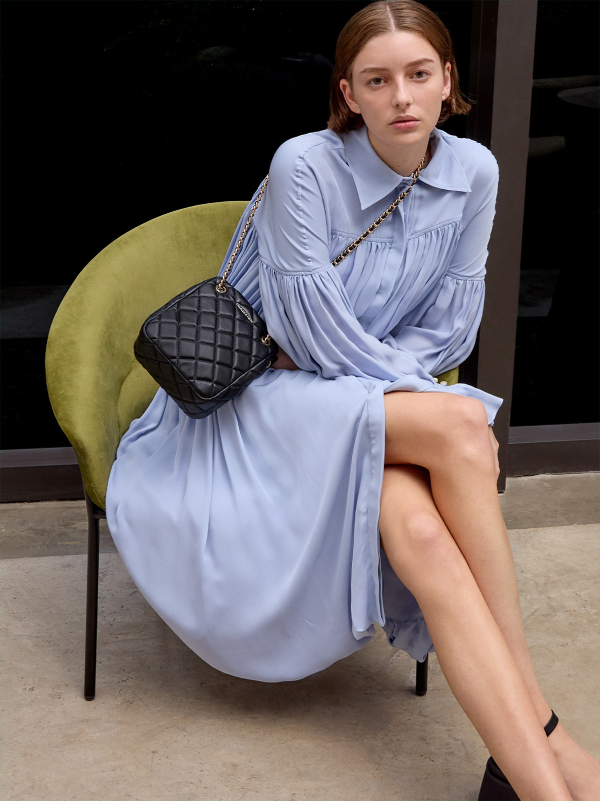 Alva Quilted Braided-Strap Shoulder Bag - Black - CHARLES & KEITH