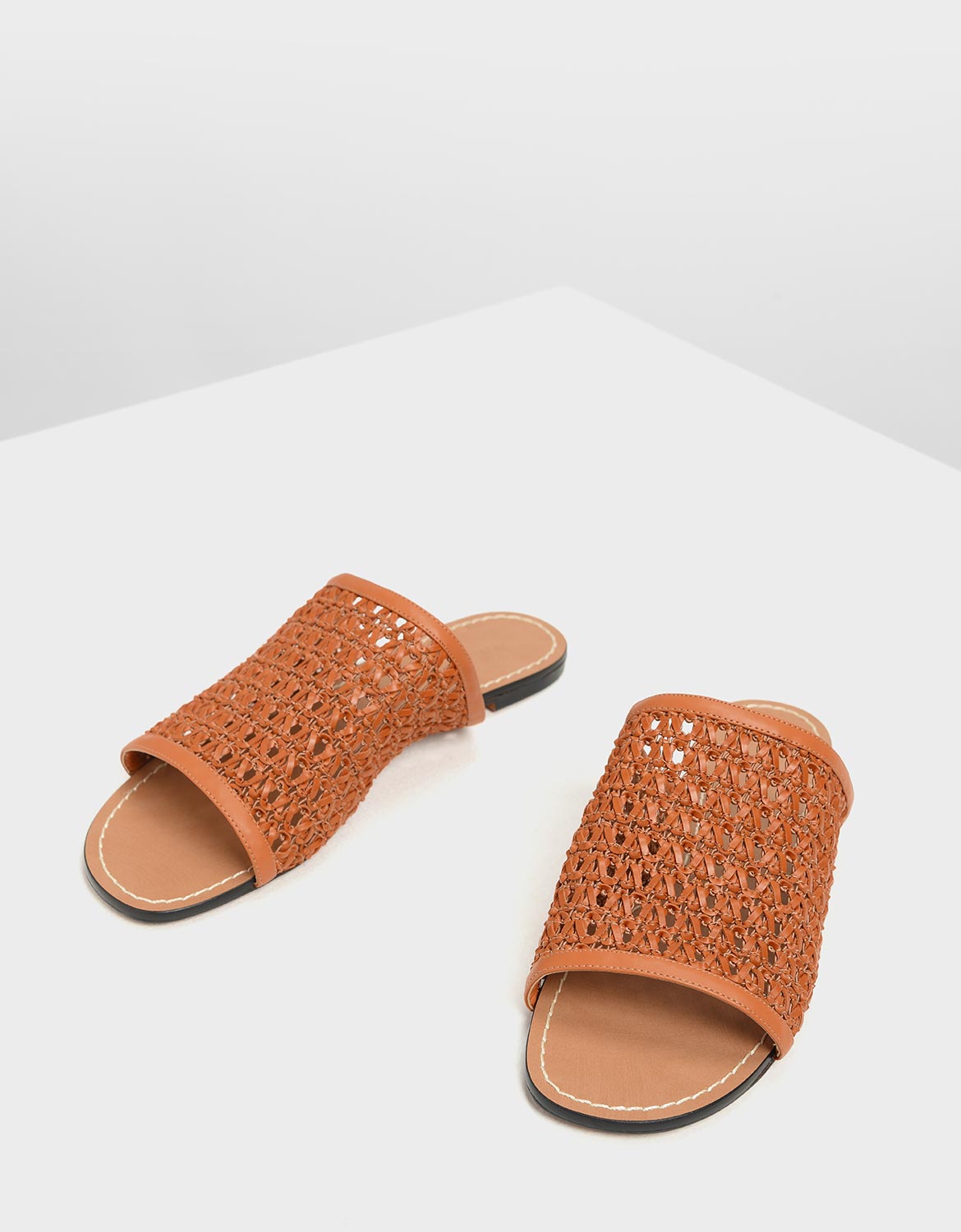 Women's Woven Sliders in orange - CHARLES & KEITH