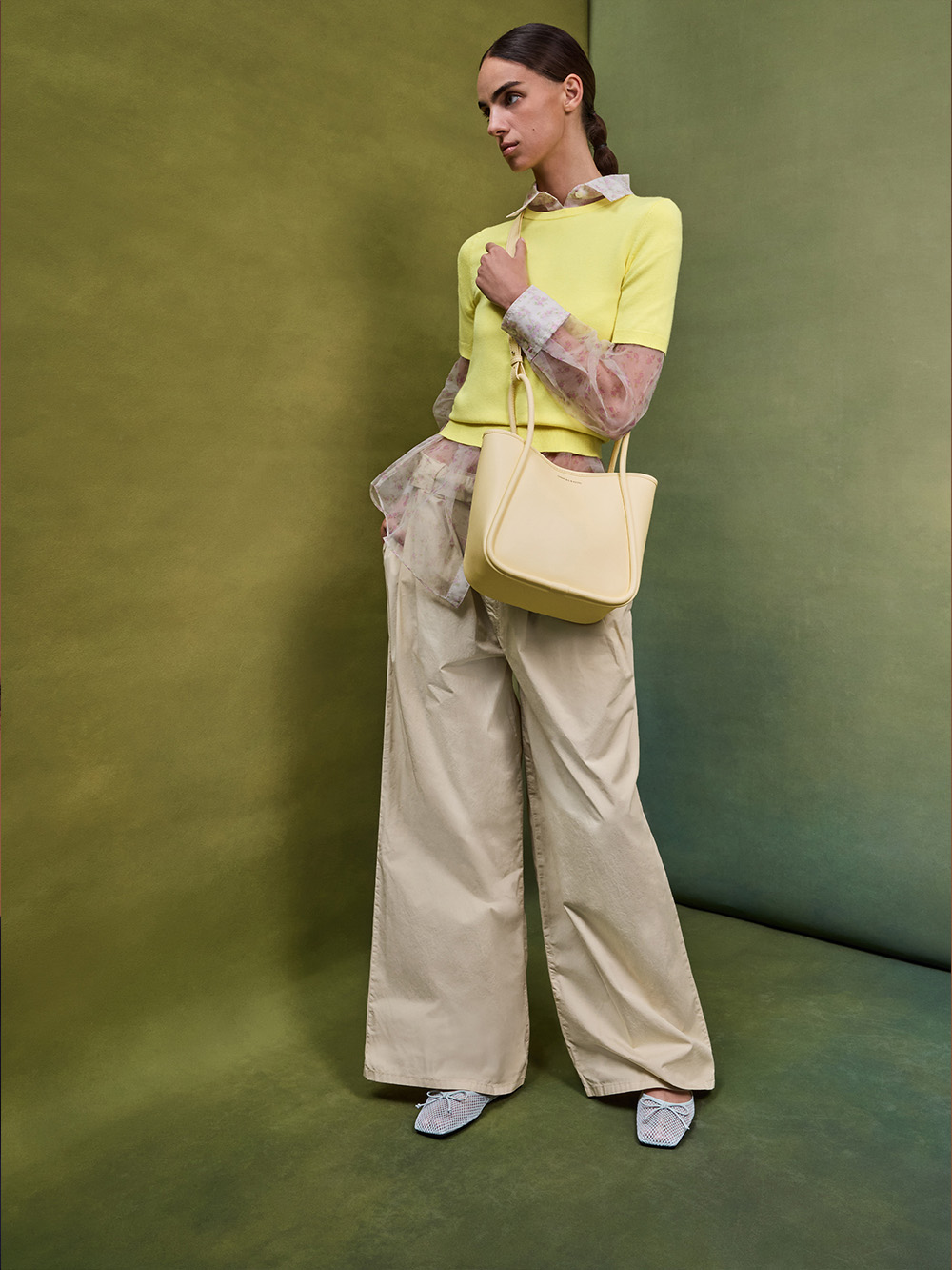 미니 라일라 튜블러 토트백 - 버터 옐로우 - CHARLES & KEITH