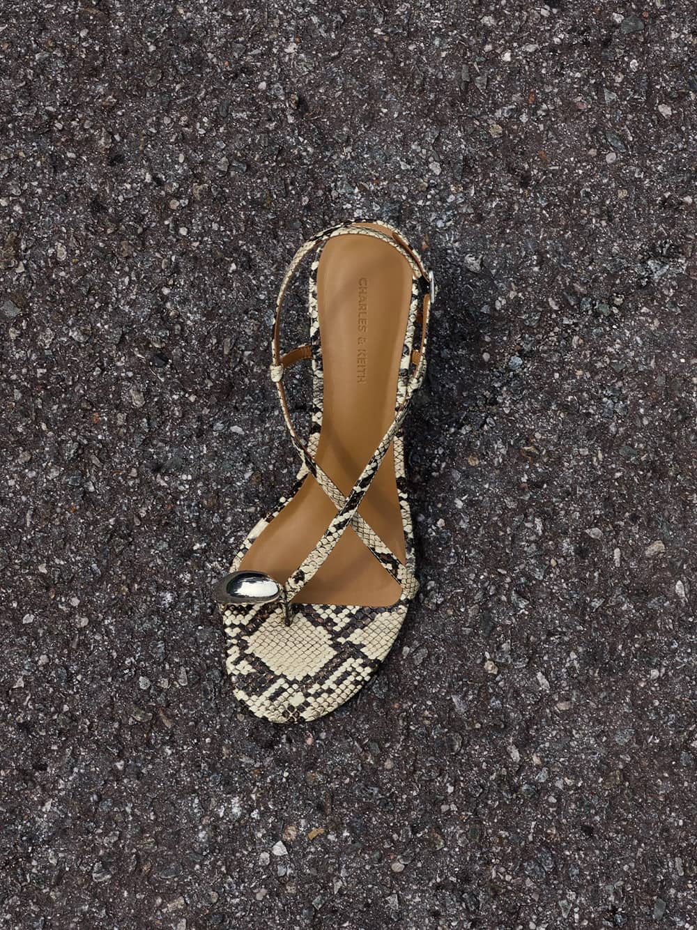Women’s Raina snake-print toe-ring heeled sandals - CHARLES & KEITH