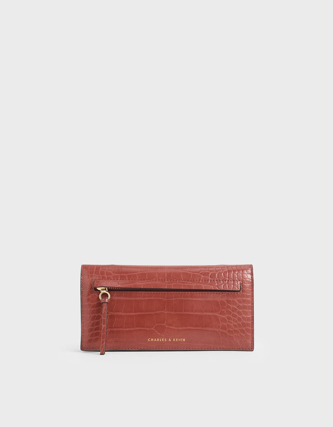 mini croc-effect front zip long wallet in clay – CHARLES & KEITH