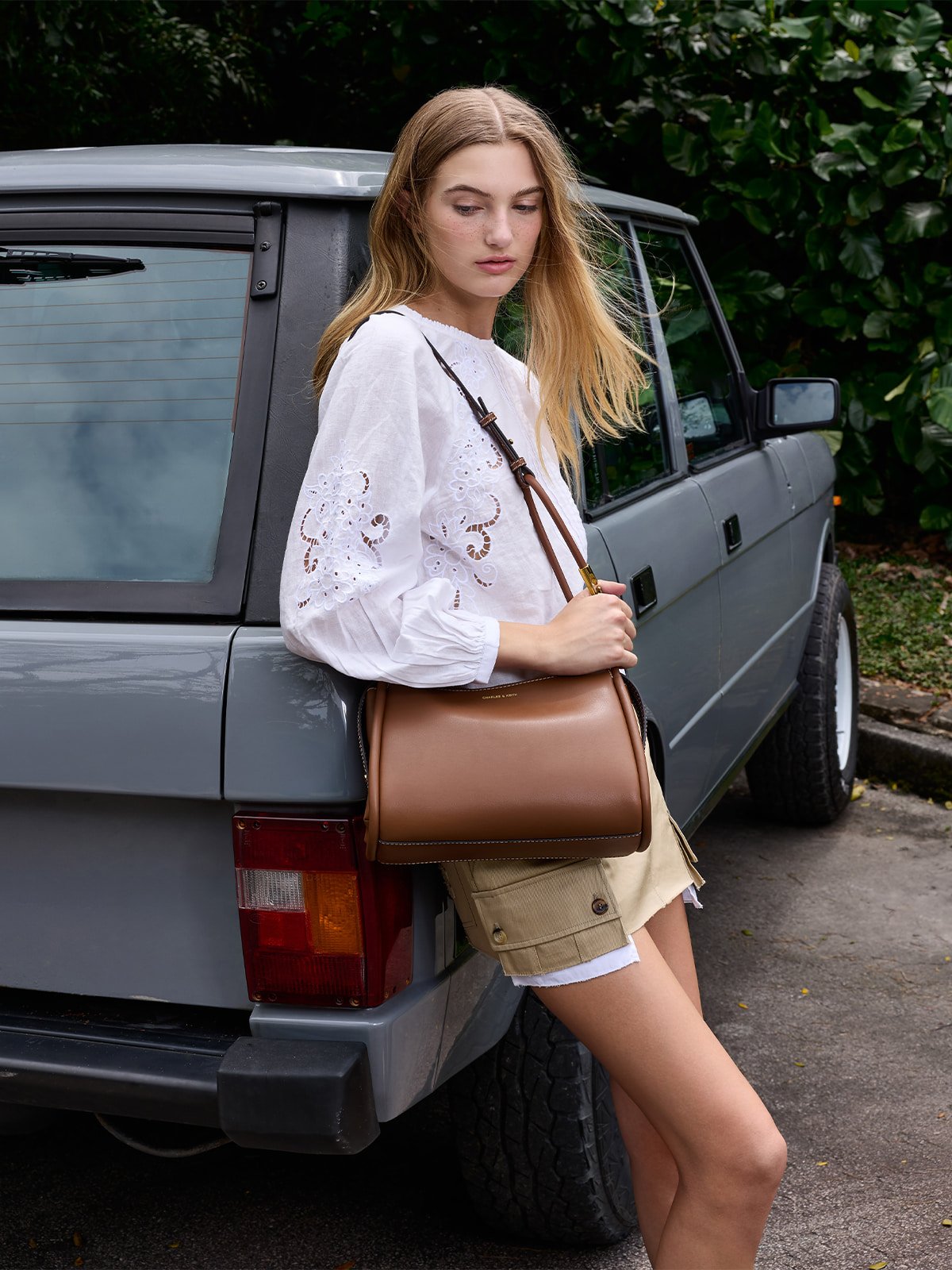 Chocolate Lyla Tubular Slouchy Shoulder Bag - CHARLES & KEITH