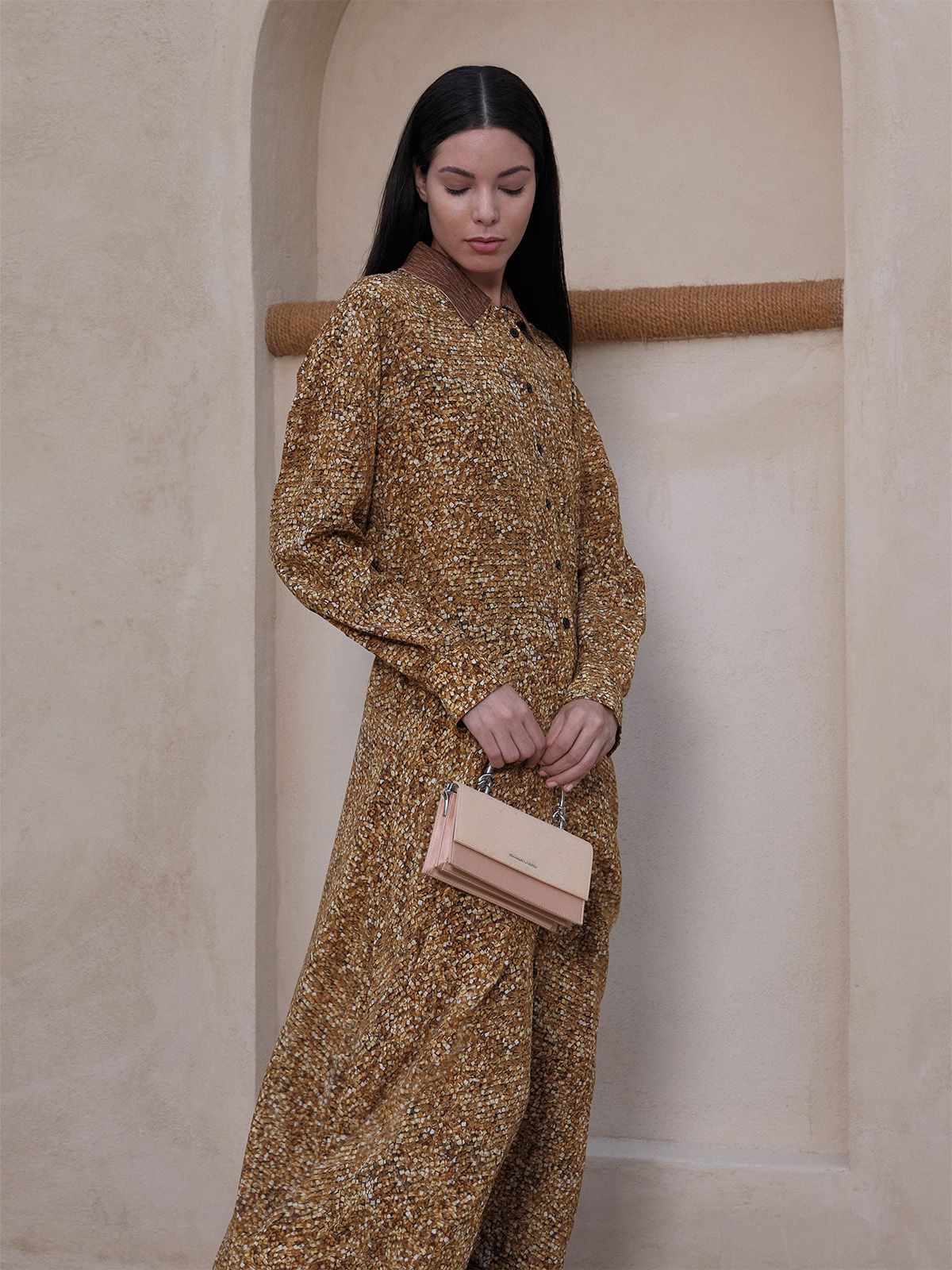 Pink Kristine Sculptural-Handle Long Wallet - CHARLES & KEITH