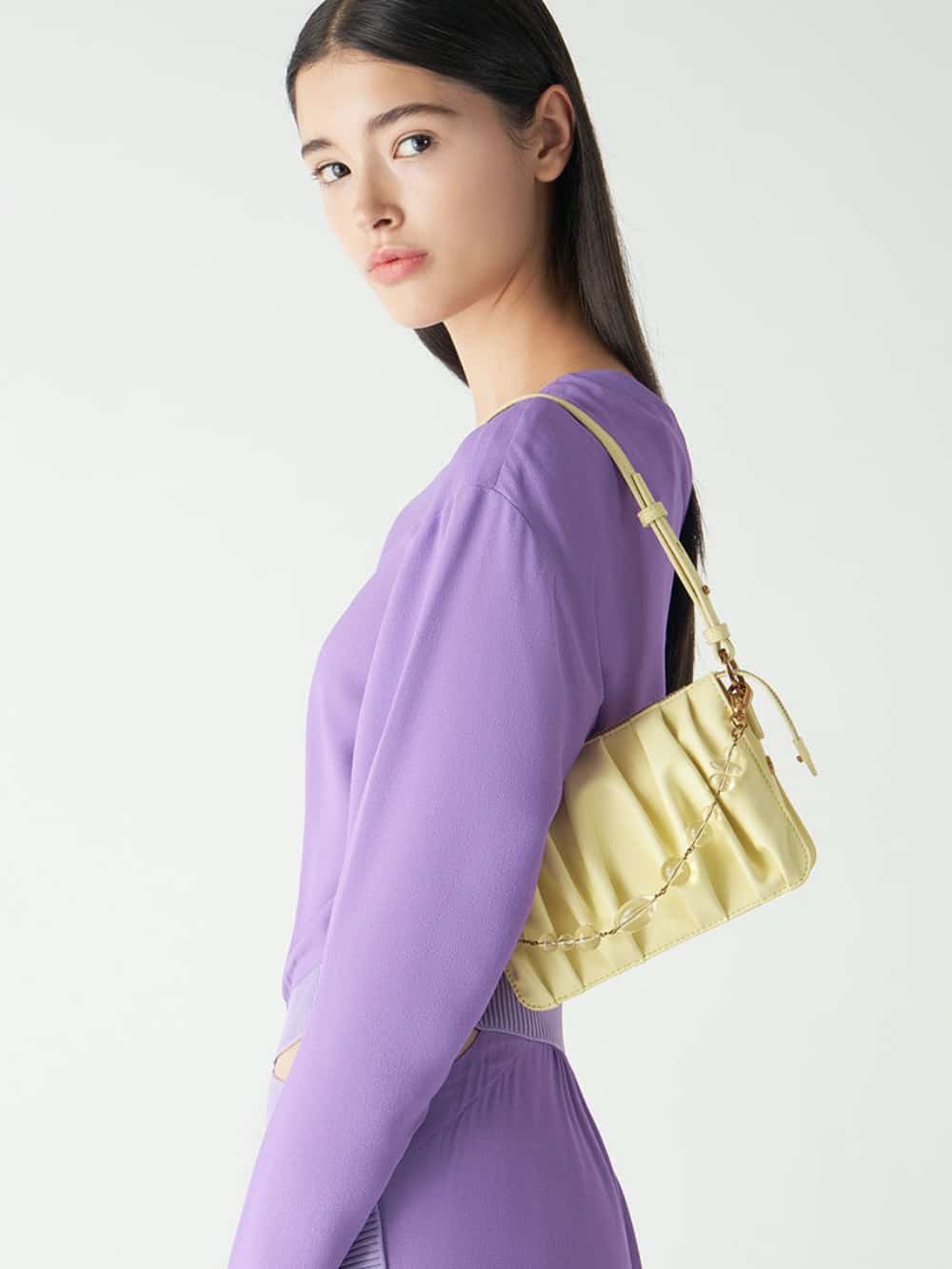 Women's butter ruched shoulder bag - CHARLES & KEITH