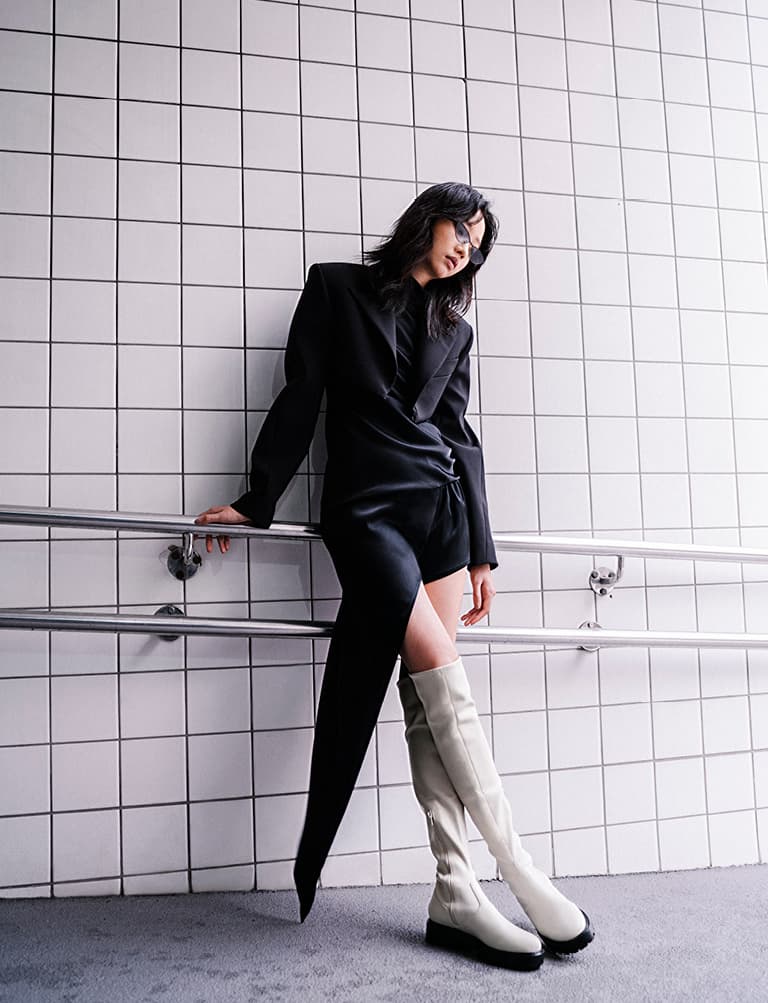 石灰白厚底膝上靴 – CHARLES & KEITH
