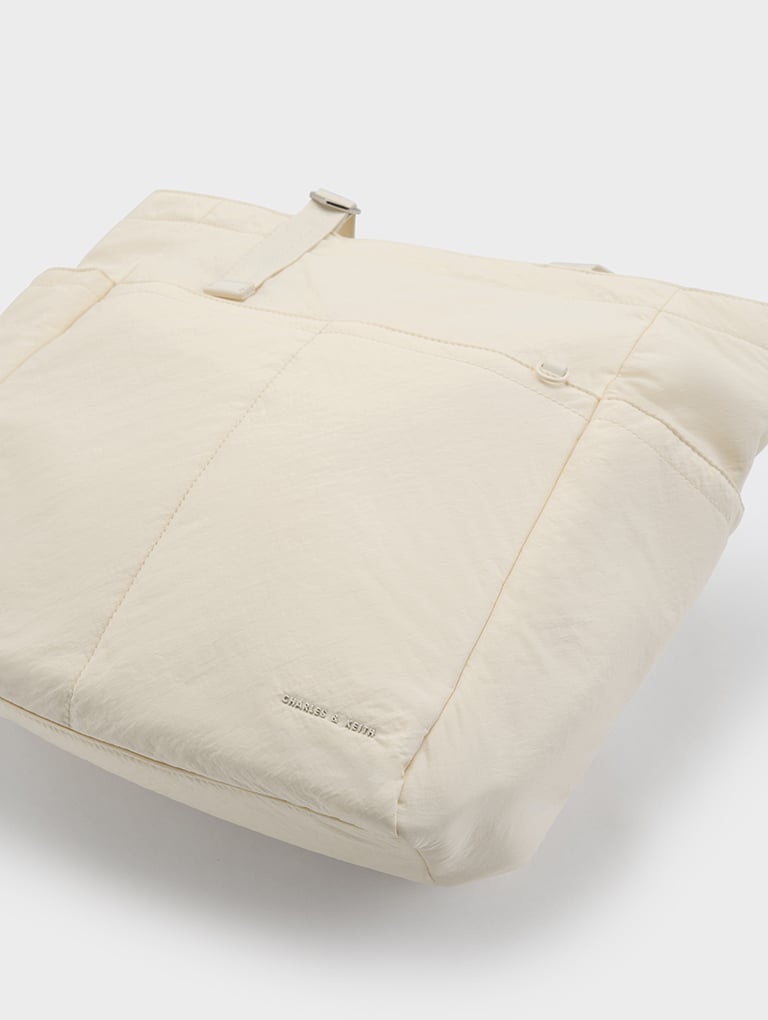 Women’s Soleil nylon tote bag in cream – CHARLES & KEITH