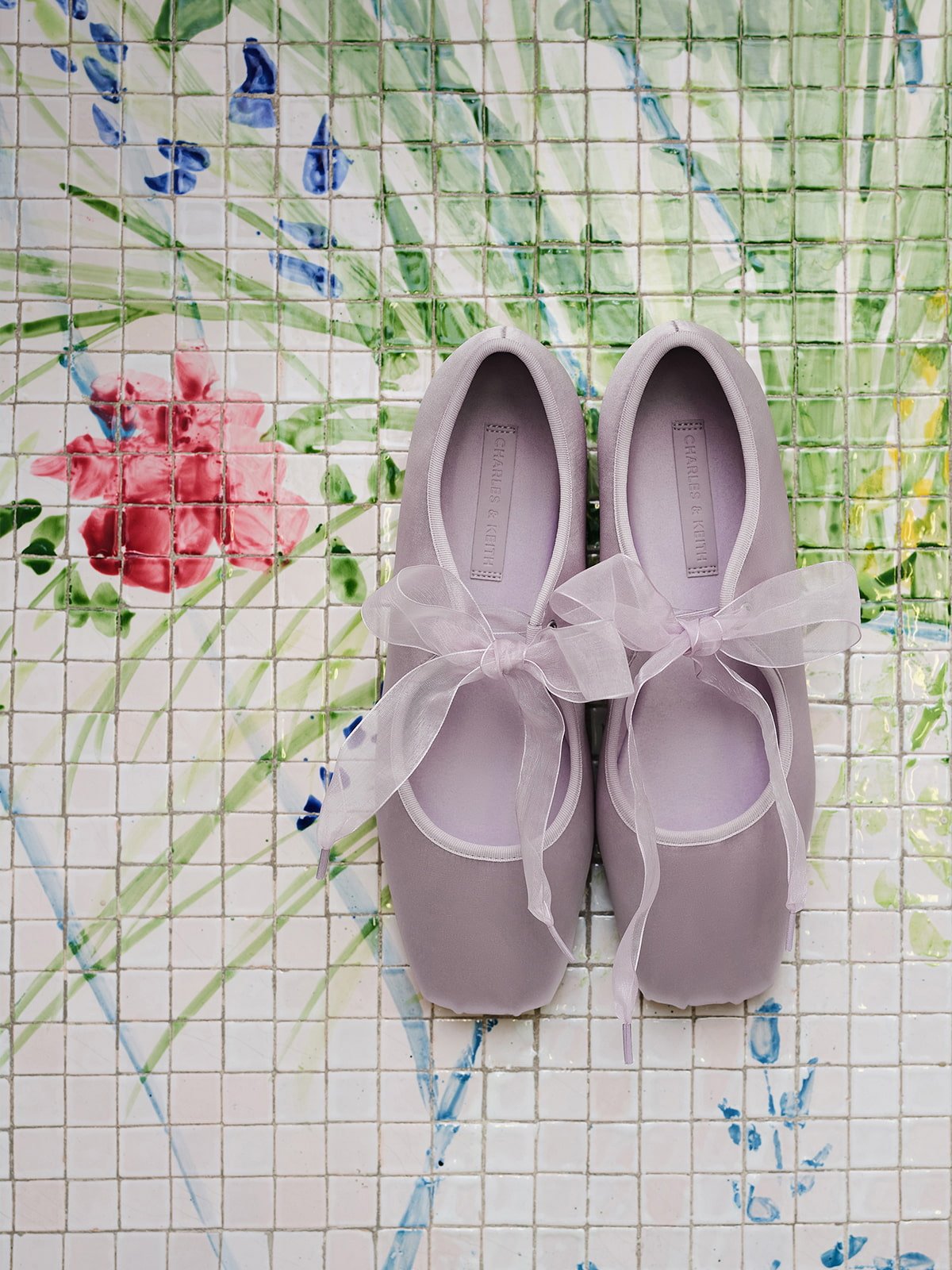 Lilac Camila Satin Mary Jane Flats - CHARLES & KEITH