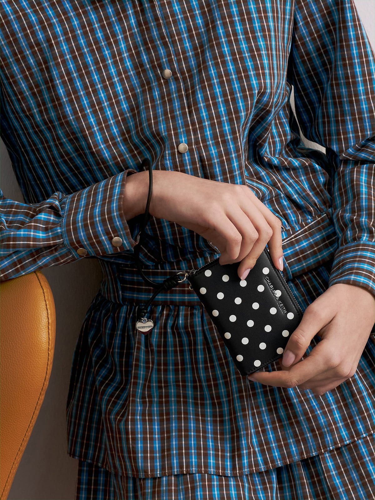Noir Sianna Polka-Dot Wristlet - CHARLES & KEITH