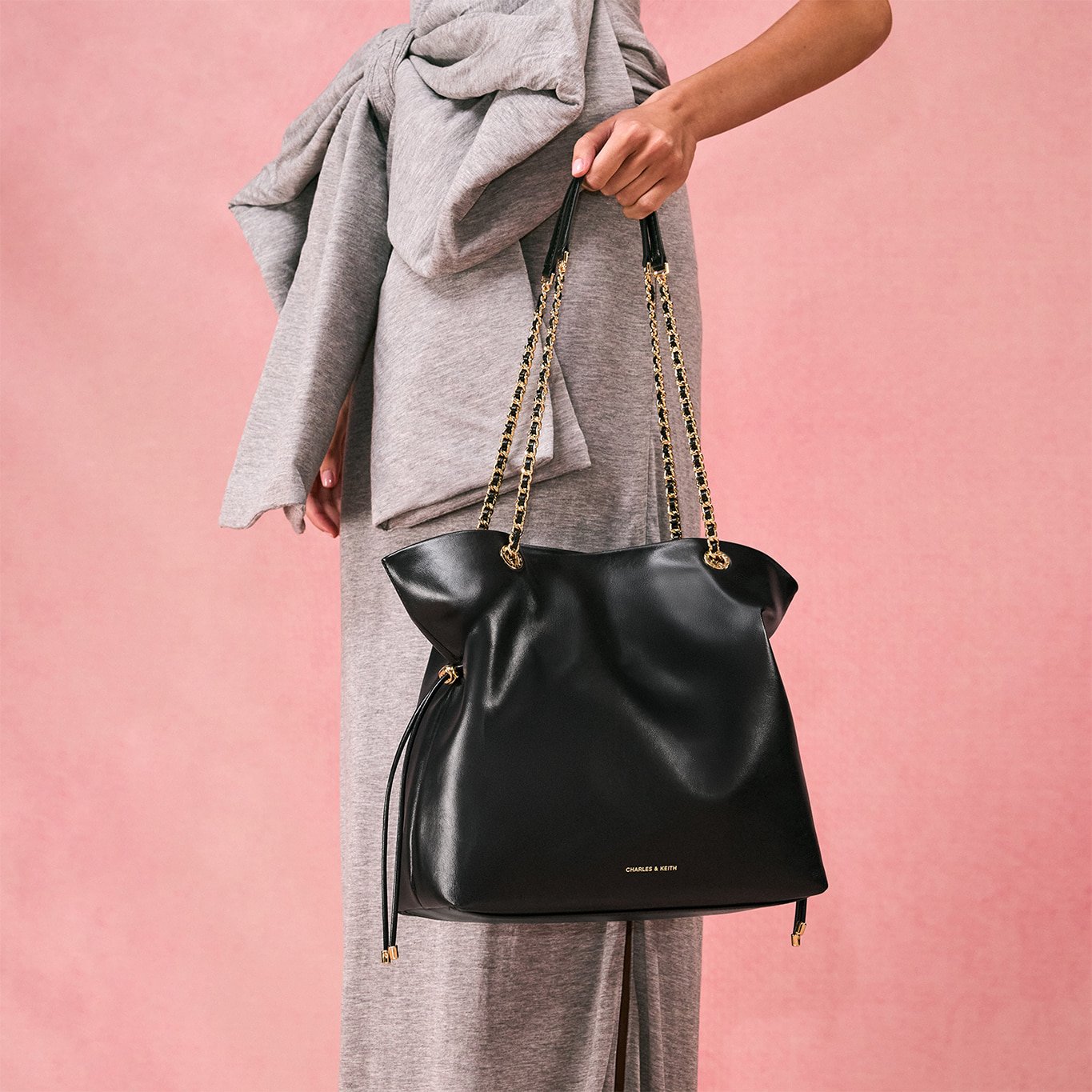 아리아 브레이디드-스트랩 더블-핸들 토트백 - CHARLES & KEITH KR