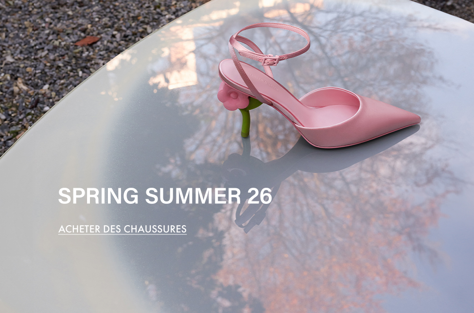 Pink Pointed Flower-Heel Ankle-Strap Pumps - CHARLES & KEITH