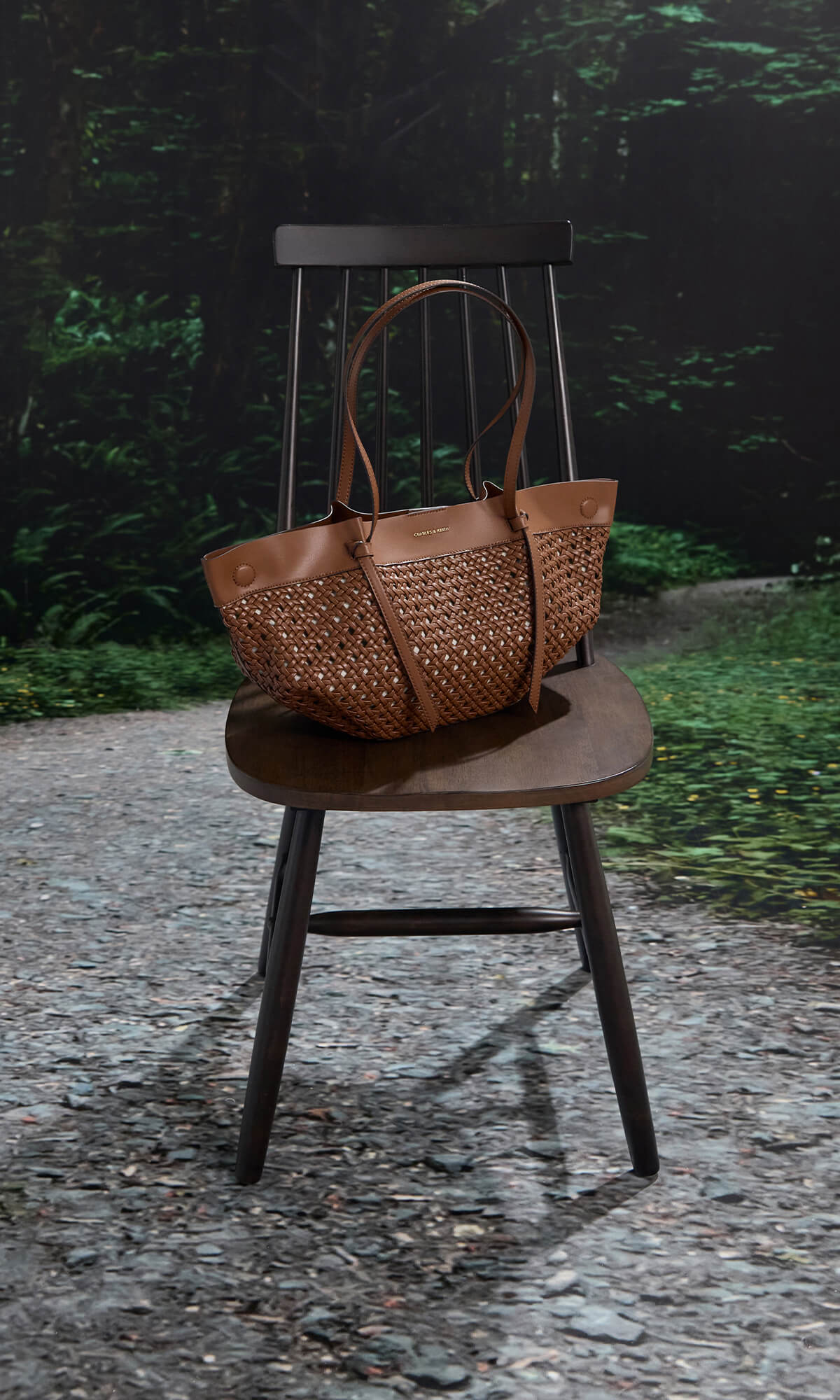 Calla Woven Tote Bag - Chocolate - CHARLES & KEITH