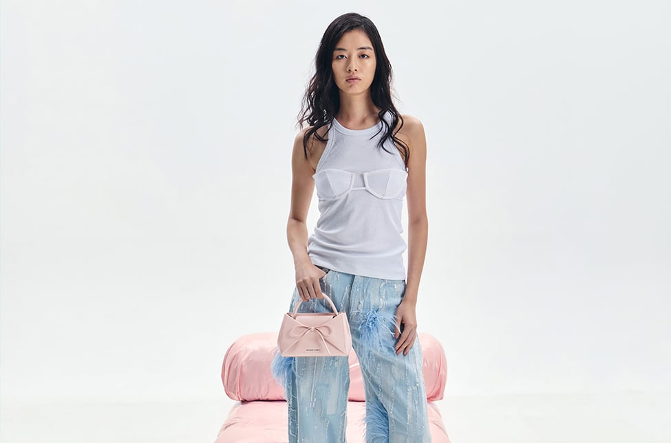 Hazel Bow Panel Top Handle Bag - Soft Pink - CHARLES & KEITH