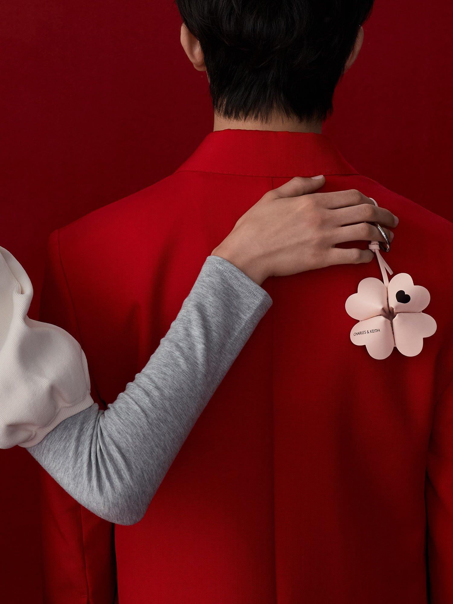 Pink Four-Leaf Clover Heart Charm - CHARLES & KEITH