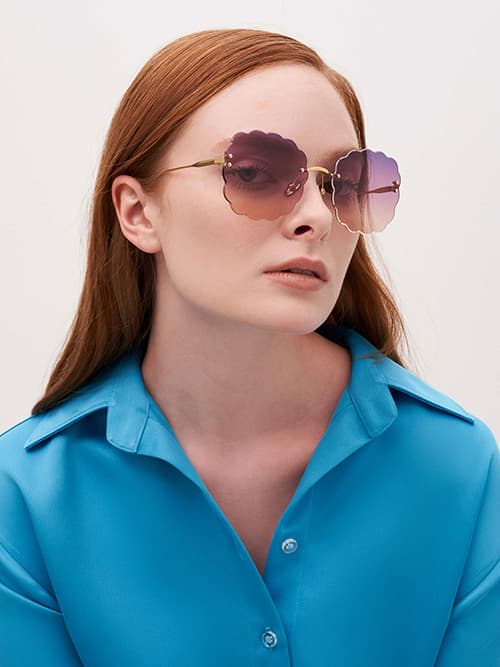 Multi-Tinted Scalloped Butterfly Sunglasses, Pink
