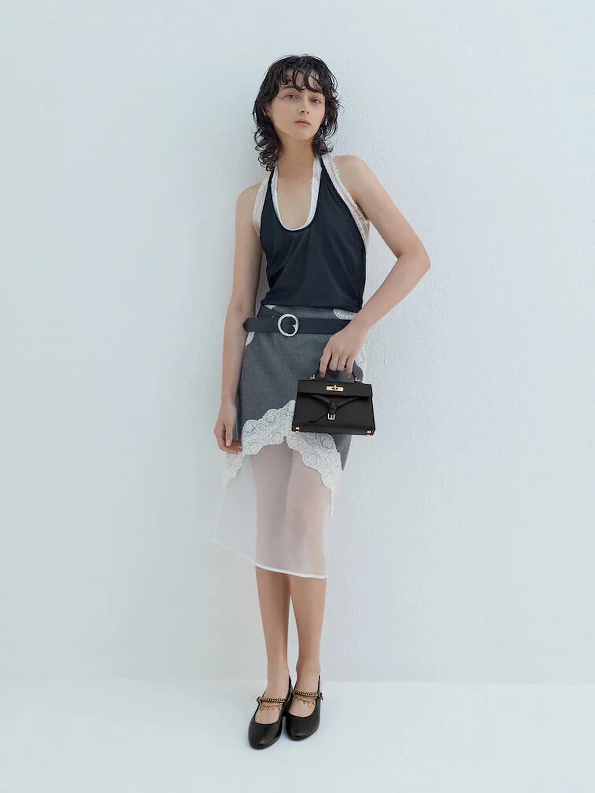 Black Tricha Knotted-Belt Top Handle Bag - CHARLES & KEITH