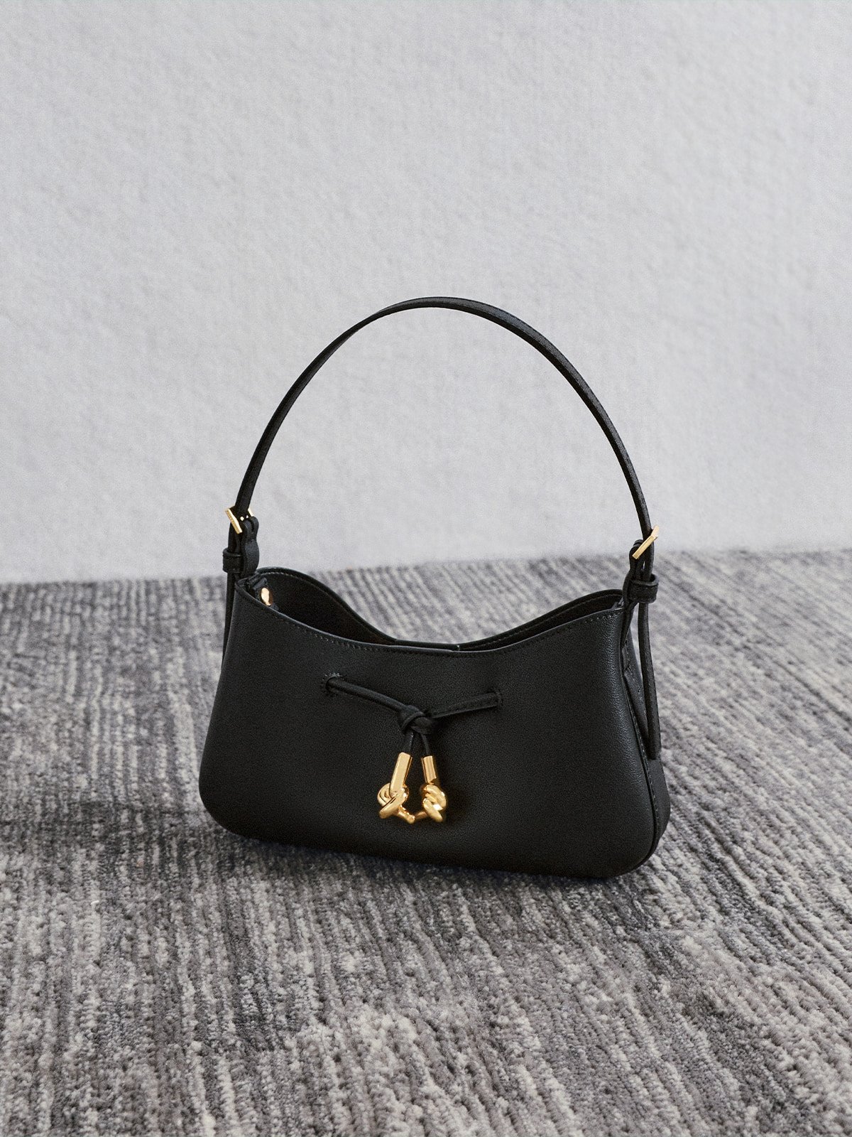 Black Mila Metallic-Knot Shoulder Bag - CHARLES & KEITH