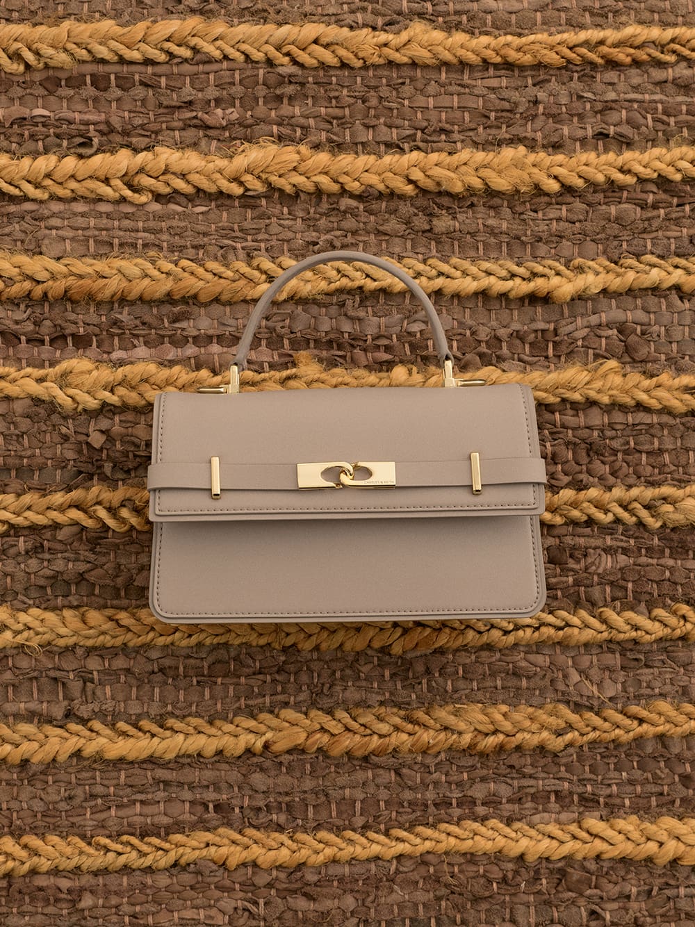 Arlet Belted Top Handle Bag in taupe - CHARLES & KEITH