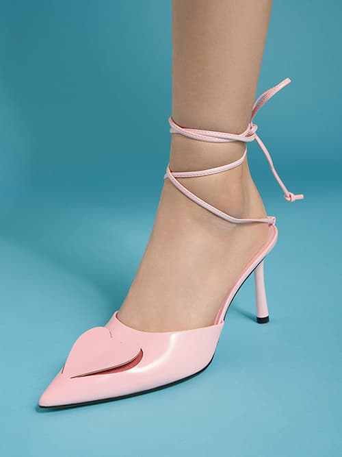 Valentine's Day Collection: Amora Heart Cut-Out Lace-Up Pumps, Pink