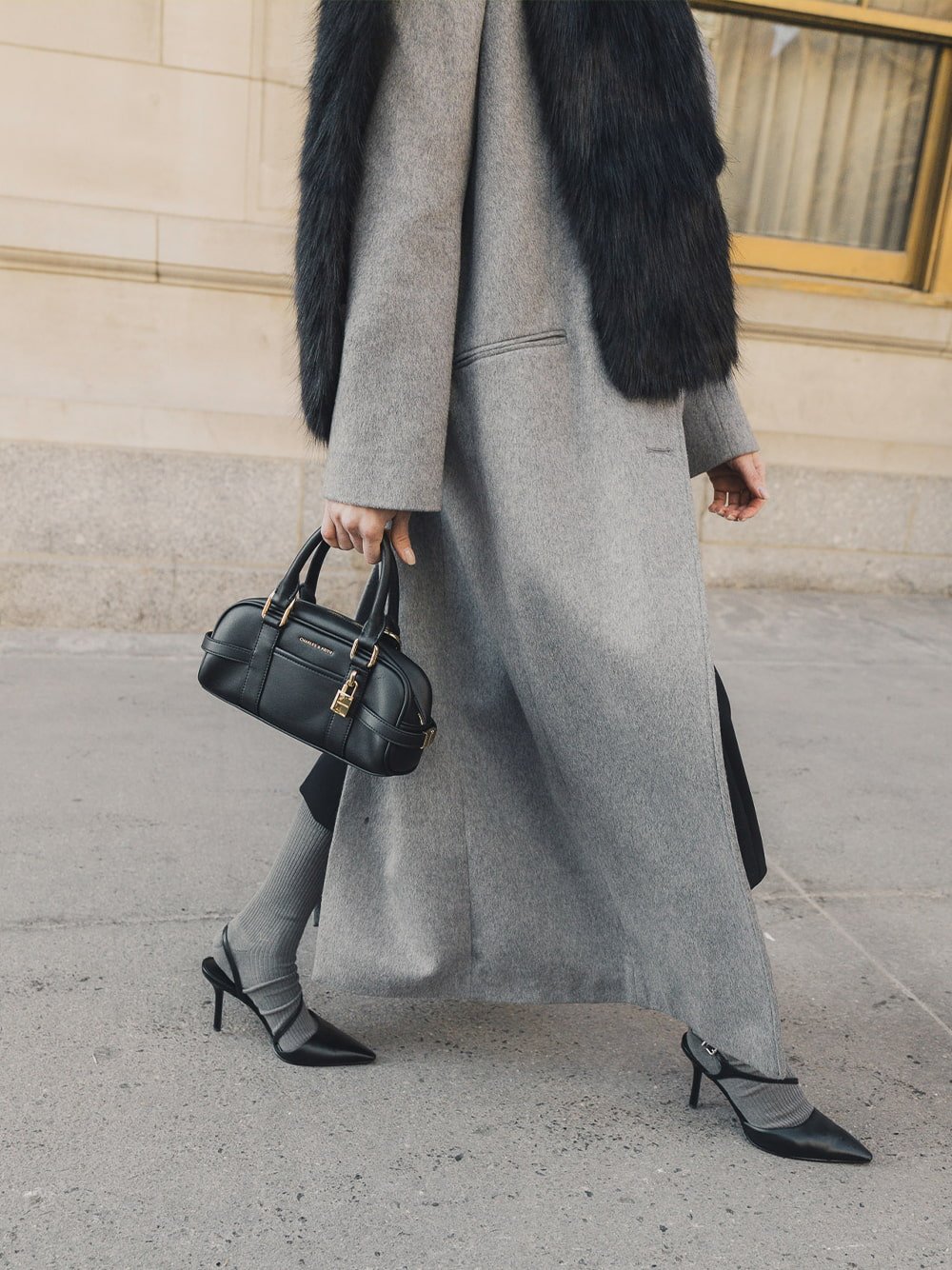 Scottie Bowling Bag and Cordelia Pointed Slingback Pumps - CHARLES & KEITH