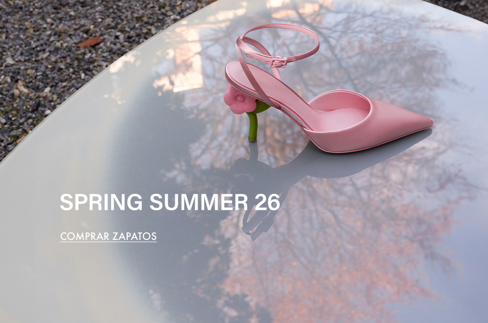 Pink Pointed Flower-Heel Ankle-Strap Pumps - CHARLES & KEITH