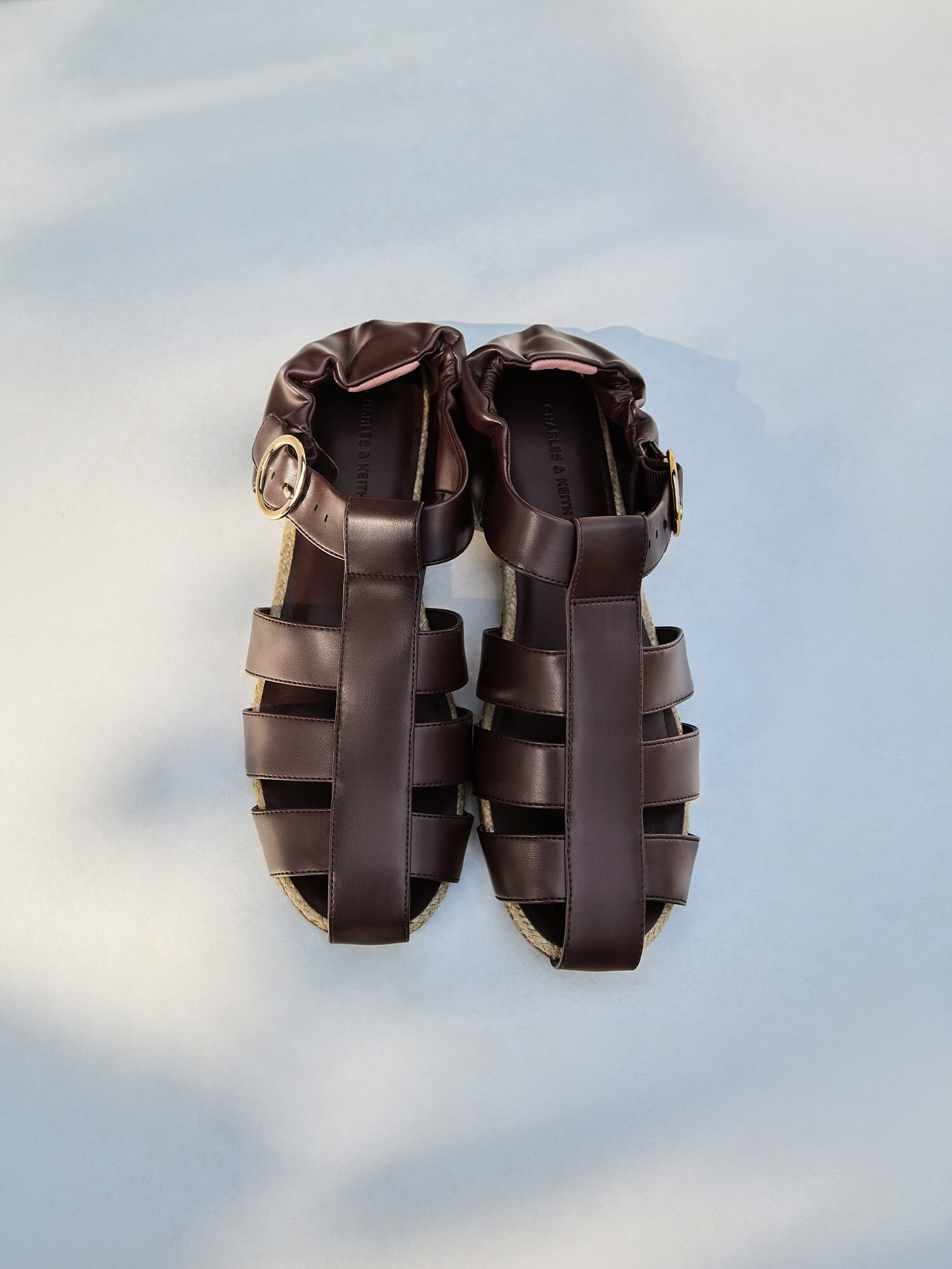 Maroon Caged Flat Espadrilles - CHARLES & KEITH