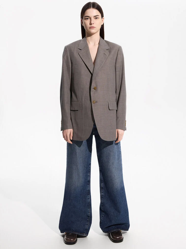 Women’s Hettie metallic-buckle strap loafers in chalk – CHARLES & KEITH