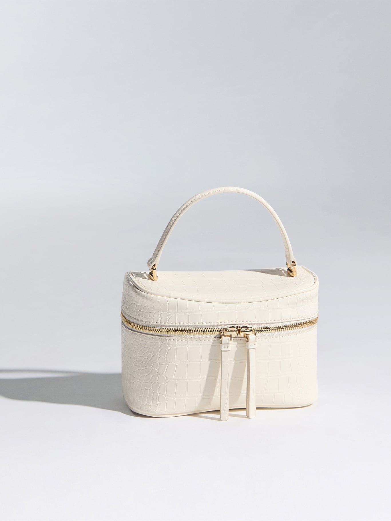 Pansy Croc-Effect Vanity Bag - Cream – CHARLES & KEITH