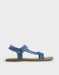 DENIM ASYMMETRIC STRAP SANDALS