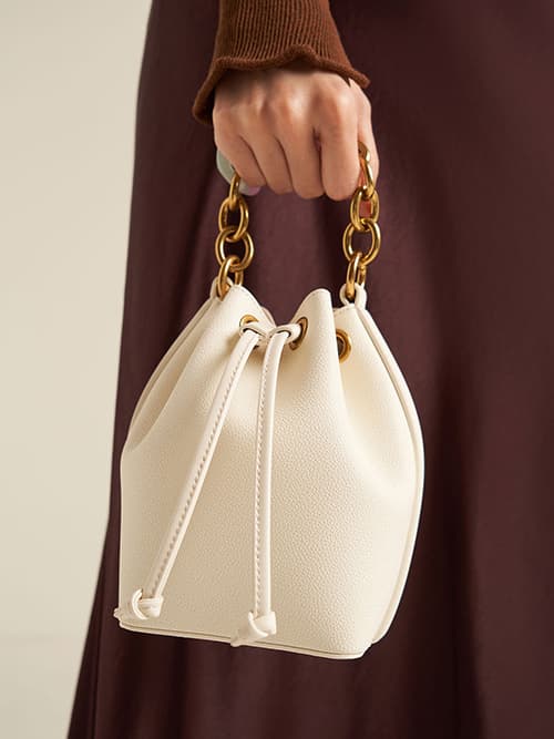 Marlowe Chain-Handle Drawstring Bucket Bag