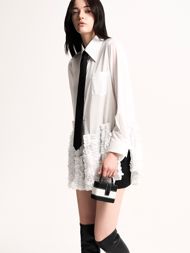 Women’s multicoloured mini Bronte contrast trim top handle bag - CHARLES & KEITH