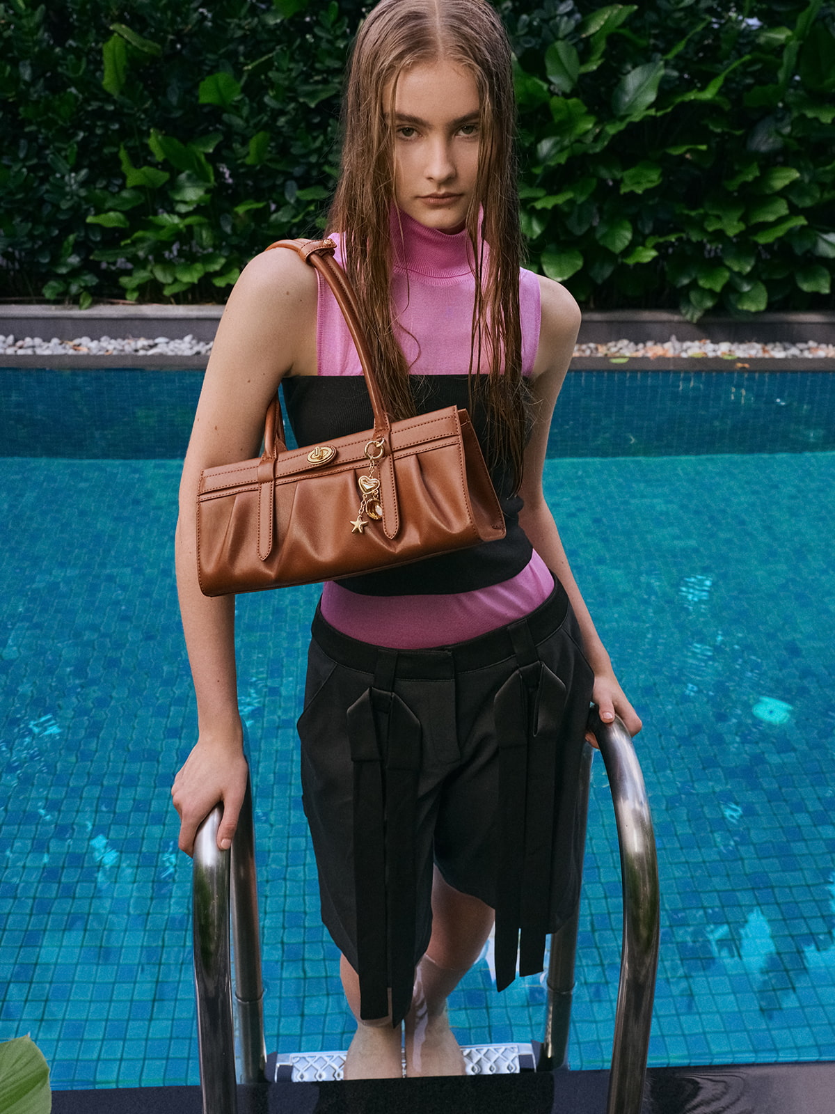 Chocolate Calla Woven Tote Bag - CHARLES & KEITH