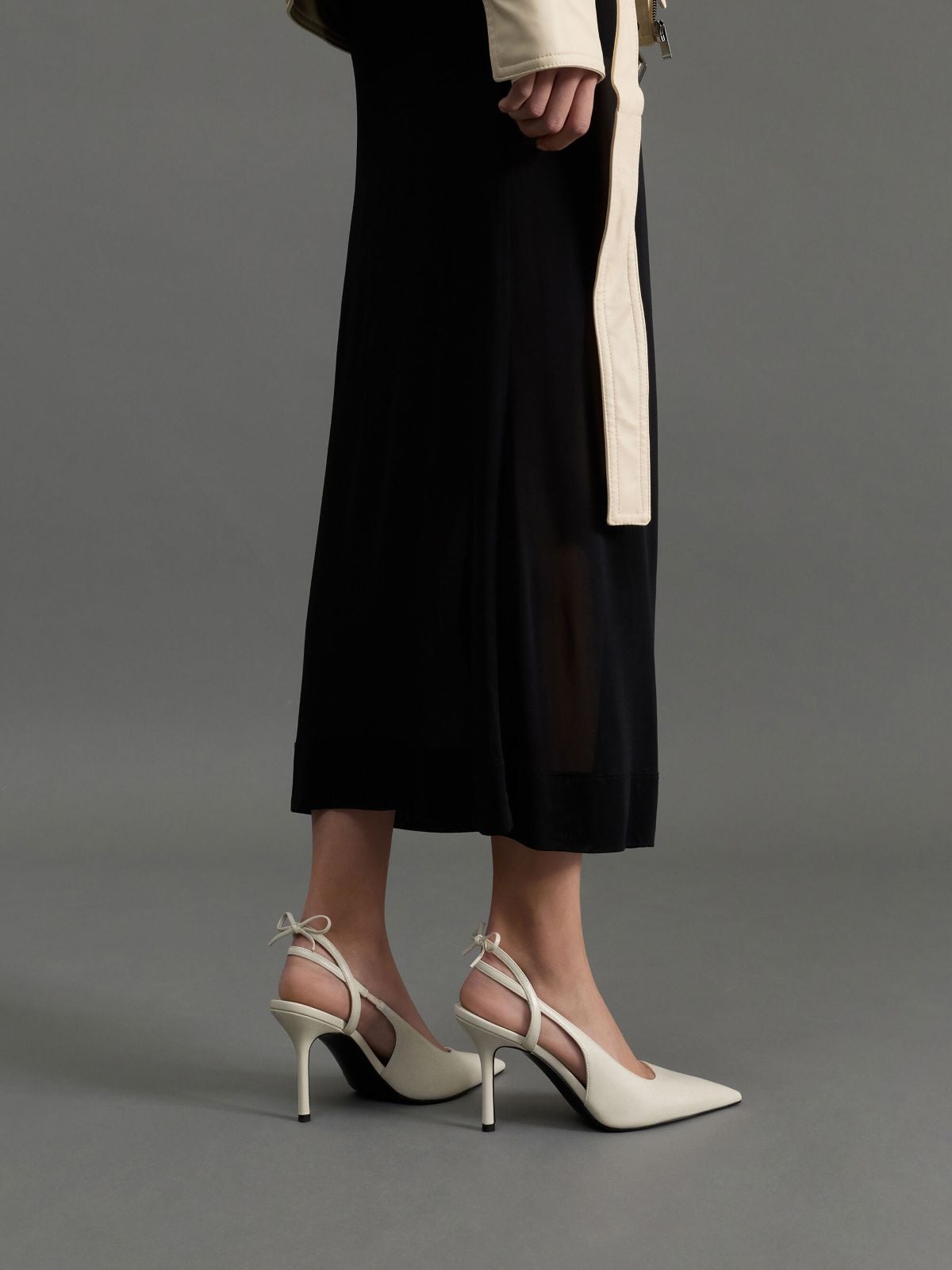 Chalk Back-Bow Slingback Pumps - CHARLES & KEITH