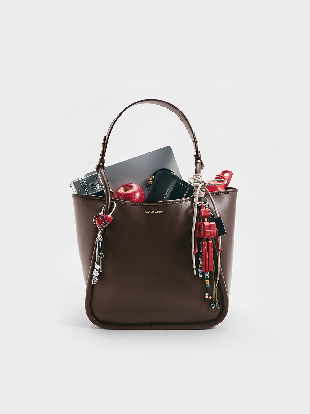 Arya Braided-Strap Double-Handle Tote Bag - Black - CHARLES & KEITH