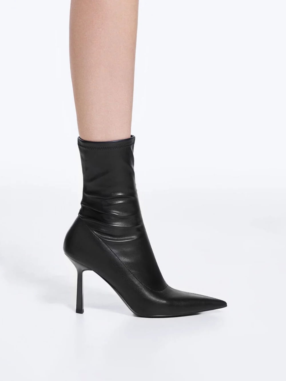 Women’s black pointed-toe stiletto heel ankle boots - CHARLES & KEITH