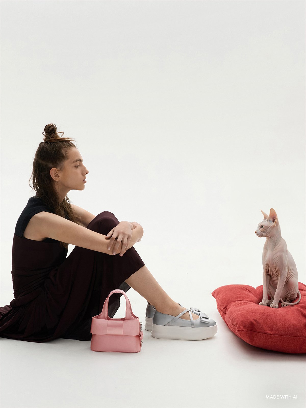 灰色 Brantley 瑪莉珍鞋、粉紅色 Aravis 蝴蝶結手提包 - CHARLES & KEITH