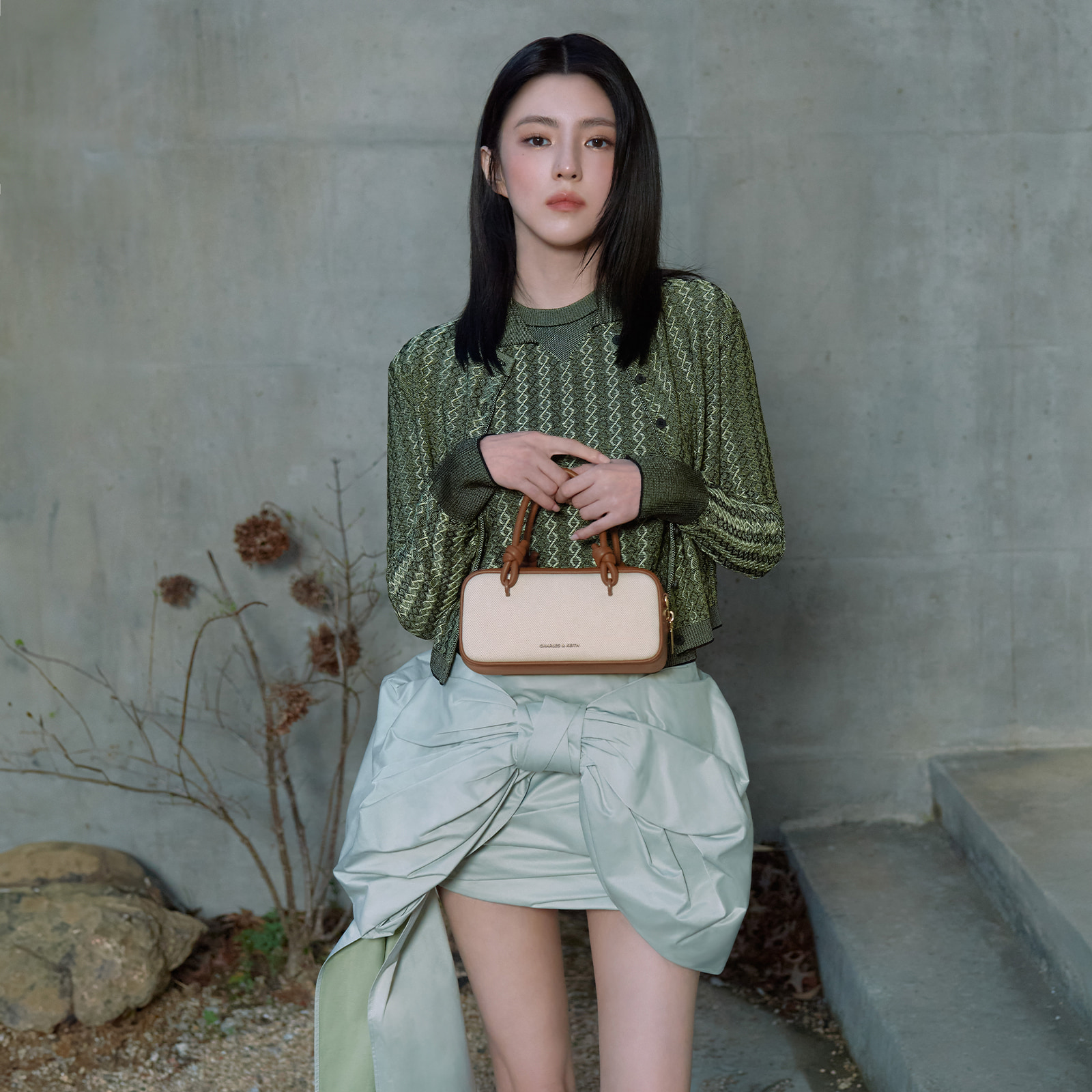 Sammie Canvas Knotted-Handle Elongated Bag - Taupe Canvas - CHARLES & KEITH