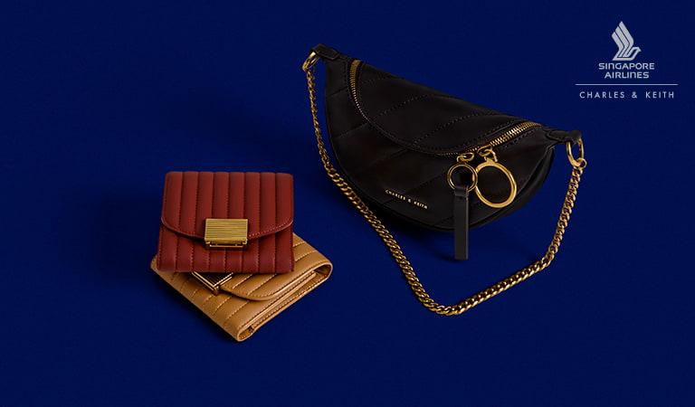 CHARLES & KEITH x Singapore Airlines: Brielle Upcycled Leather Wallet in camel and brick; Philomena Upcycled Leather Crossbody Bag in brown – CHARLES & KEITH