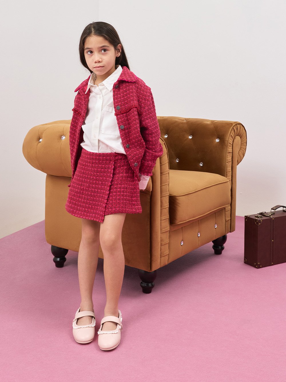 Girls' Lace-Trim Mary Jane Sneakers in light pink - CHARLES & KEITH