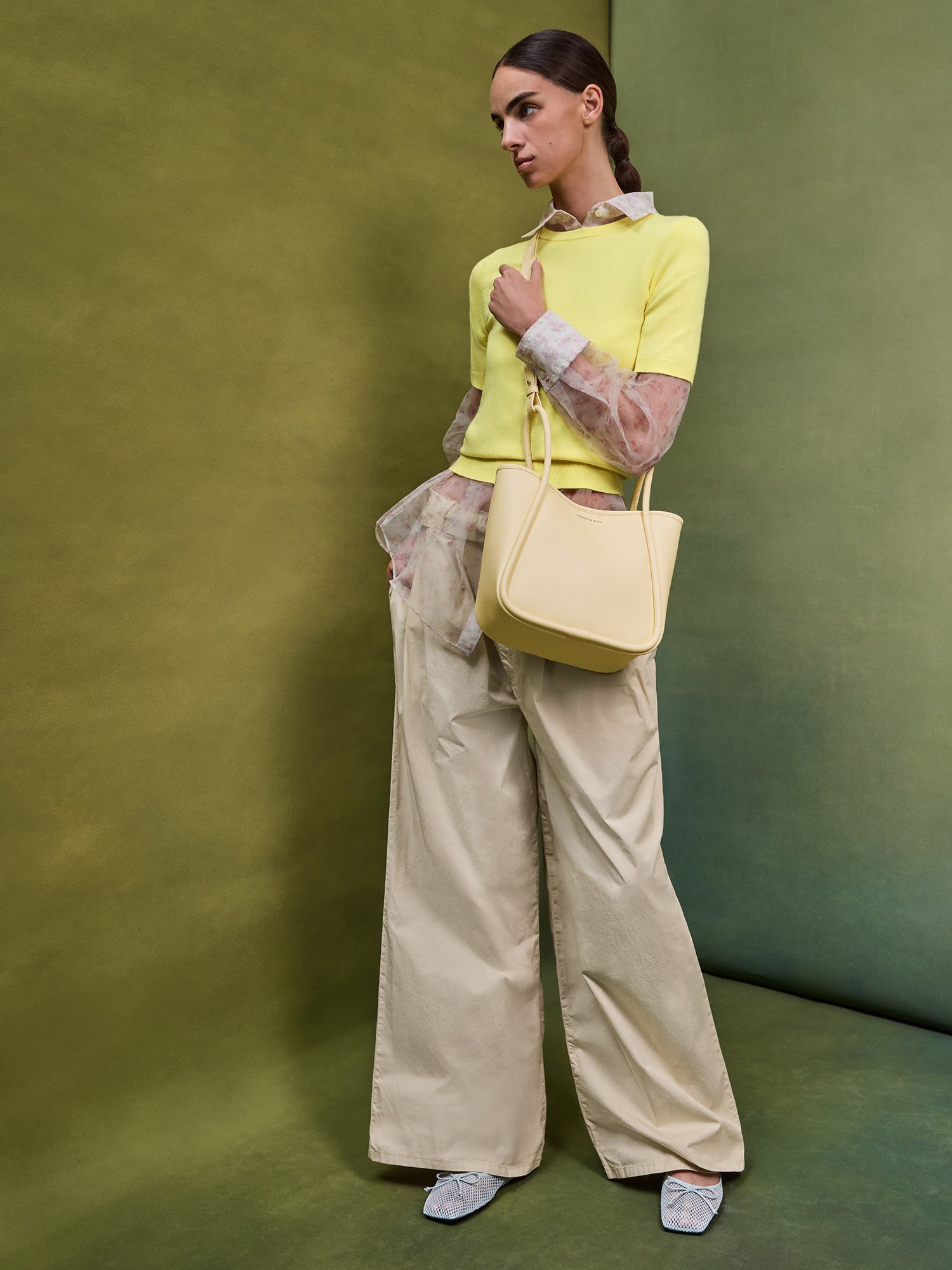 Lyla Tubular Tote Bag - Butter Yellow - CHARLES & KEITH