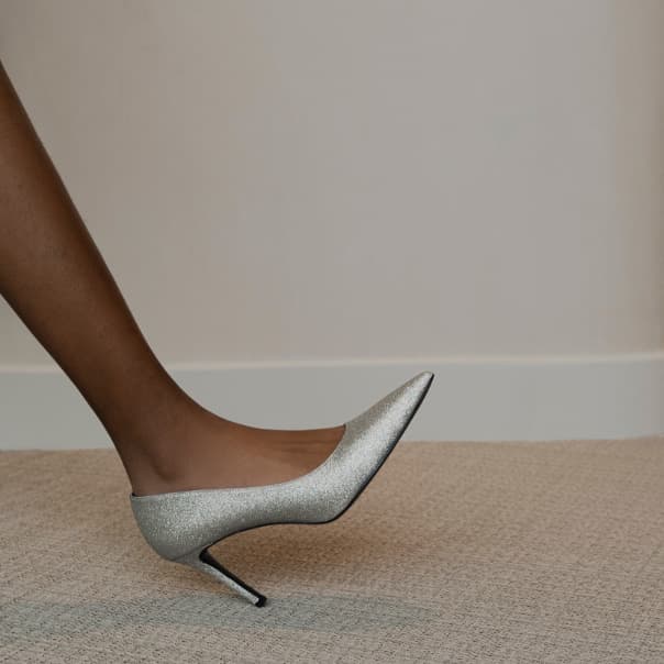 Women’s glitter pointed toe pumps (side view) - CHARLES & KEITH