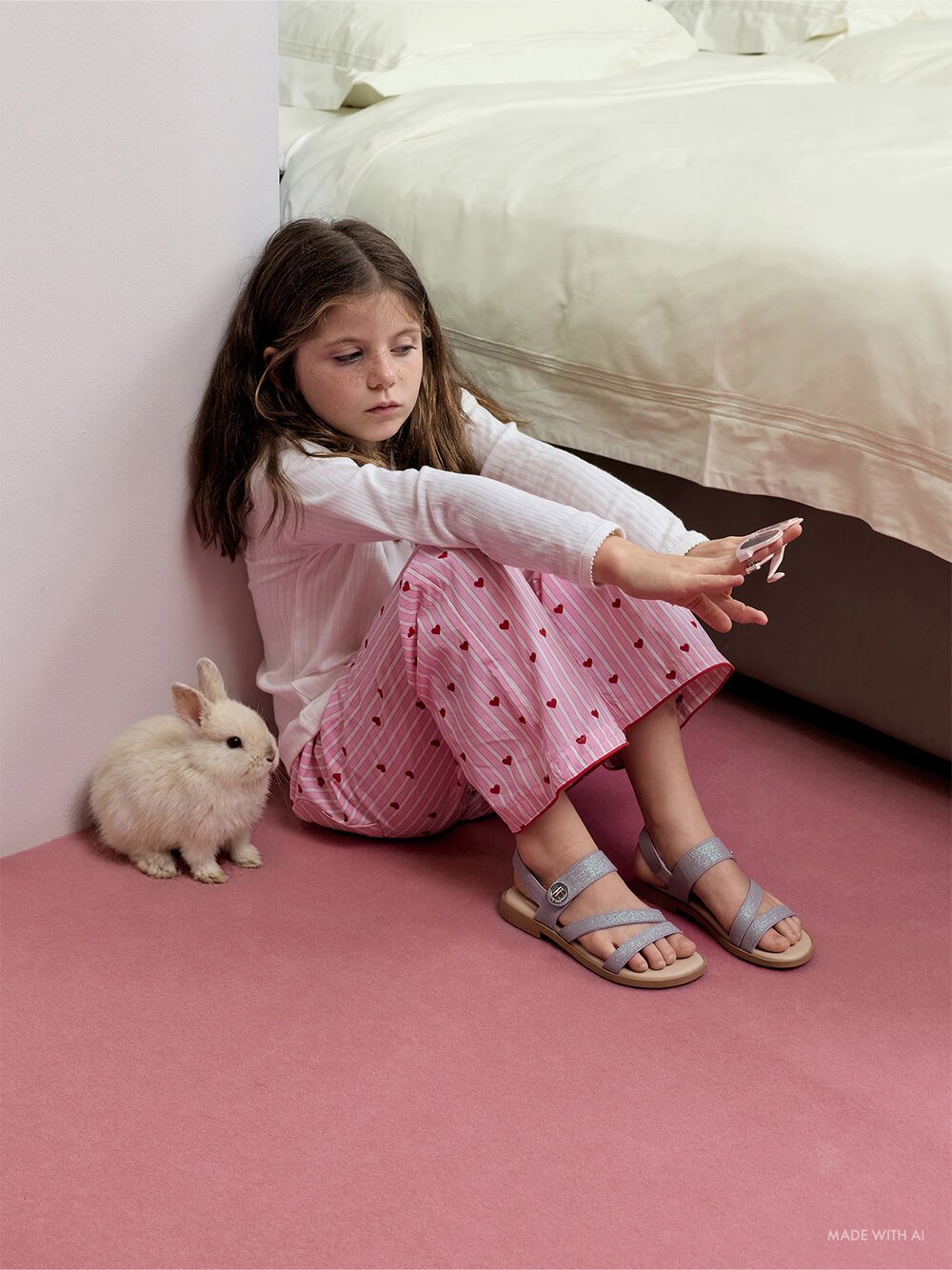 Girls' Yara Glittered Strappy Sandals in silver - CHARLES & KEITH