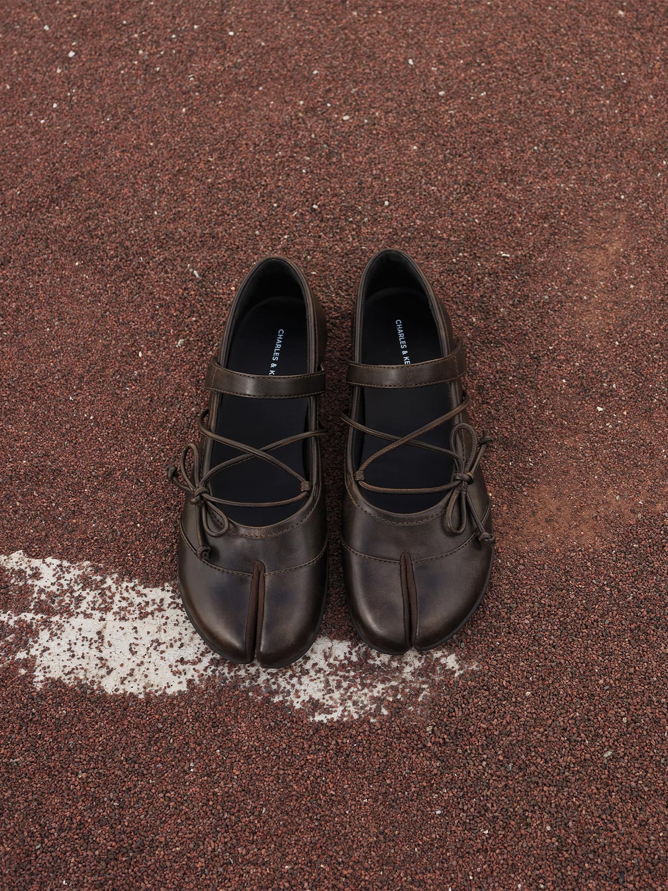 Black Aether Lace-Up Split-Toe Mary Jane Flats – CHARLES & KEITH