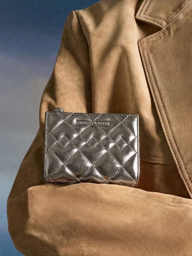 Metallic quilted small wallet, a popular design that makes a practical gift.