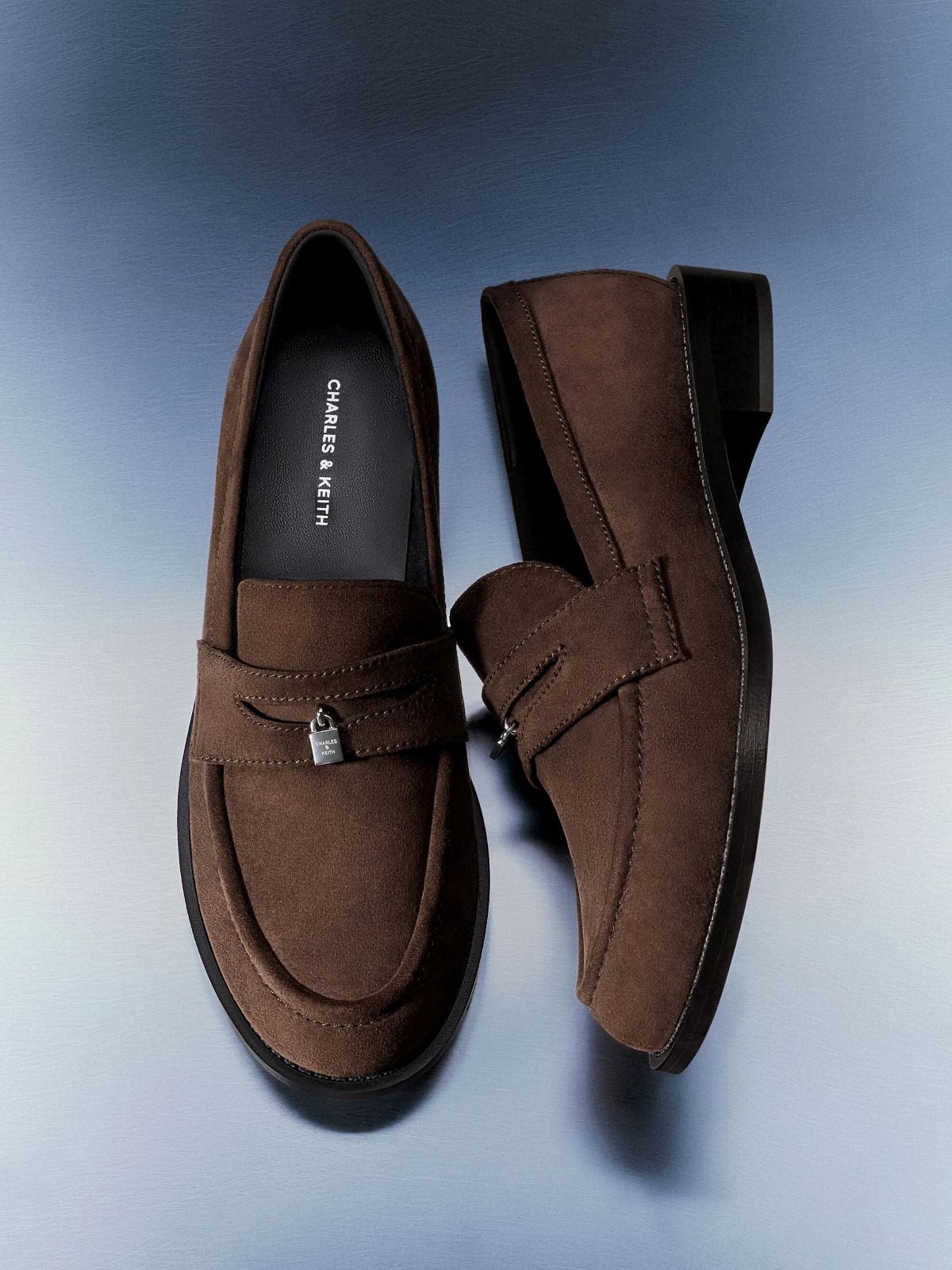 Dark Brown Textured Griselda Faux Suede Loafers -  CHARLES & KEITH